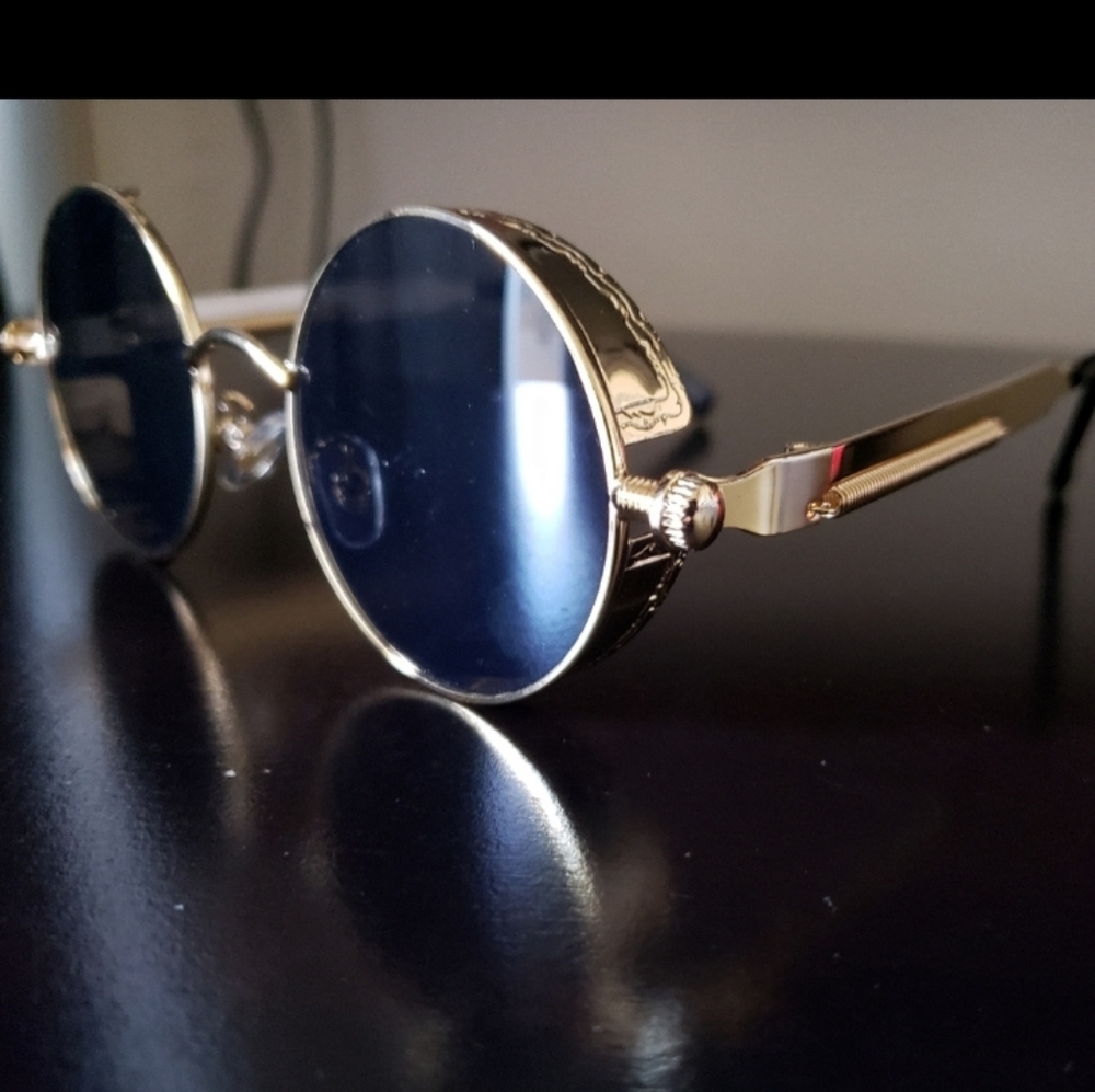Vintage Round Steampunk Sunglasses for Women Men R - Picture 6 of 10